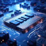 abstract circuit board with blue background futuristic technology concept